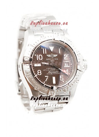 Breitling Chronograph Chronometre Swiss Replica Watch in Brown Dial