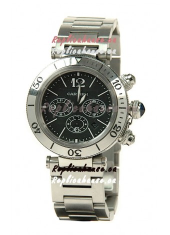 Cartier Pasha Seatimer Swiss Replica Automatic Watch in Black Dial