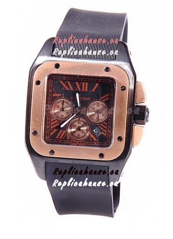 Cartier Santos 100 Carbon Chrono Japanese Replica Watch