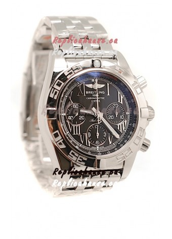 Breitling Chronograph Chronometre Swiss Replica Watch in Black Dial