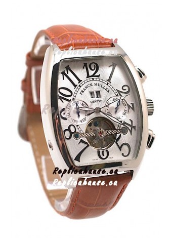 Franck Muller Conquistador Tourbillon Japanese Watch in Brown Strap