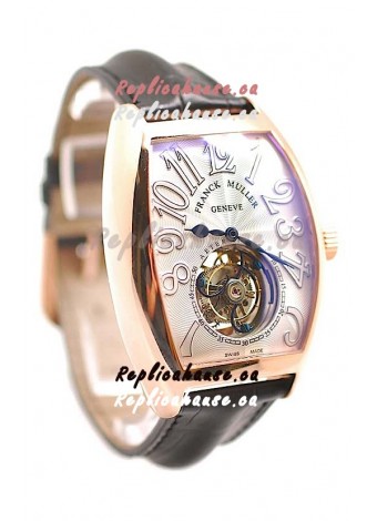 Franck Muller Aeternitas Tourbillon Swiss Replica Gold Watch in Black Strap