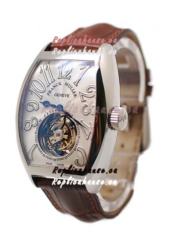 Franck Muller Aeternitas Tourbillon Swiss Replica Gold Watch in Brown Strap
