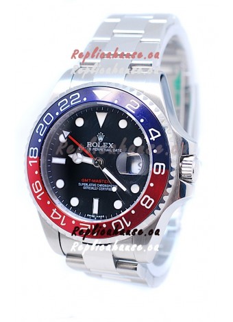 Rolex GMT Masters II 2011 Edition Swiss Replica Watch in Blue & Red Cerarmic Bezel