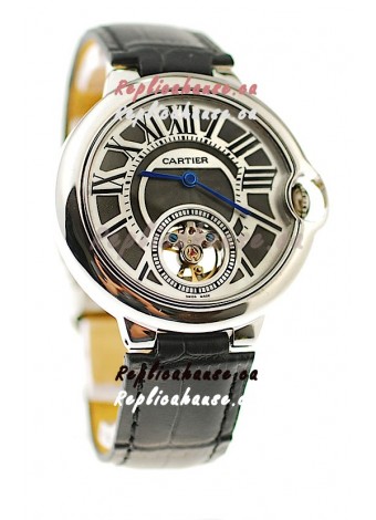 Ballon Bleu De Cartier flying Tourbillon Japanese Replica Steel Watch 