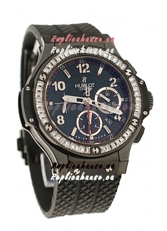 Hublot Big Bang All Black Swiss Watch with Diamonds Bezel
