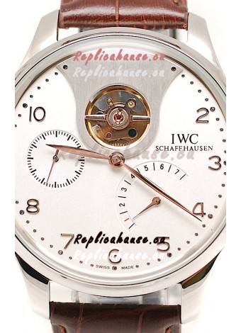 IWC Portuguese Tourbillon Mystere Japanese Replica Watch in White Dial