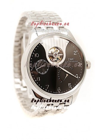 IWC Portuguese Tourbillon Mystere Replica Watch in Black Dial