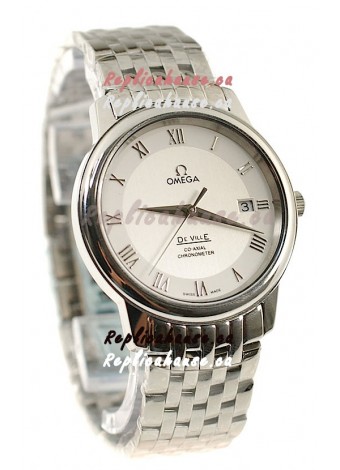 Omega Co-Axial Deville Japanese Steel Watch in White Dial