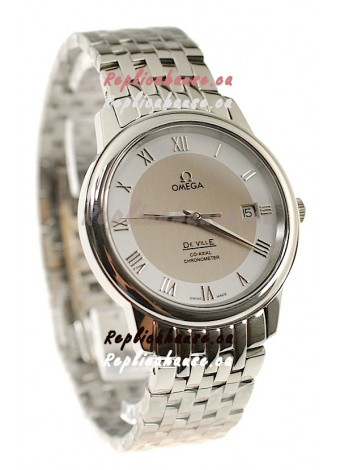 Omega Co-Axial Deville Japanese Steel Watch in Cream Dial