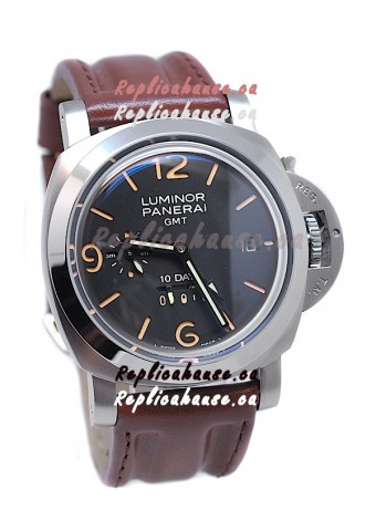 Panerai Luminor GMT 10 Days Swiss Replica Watch in Brown Strap
