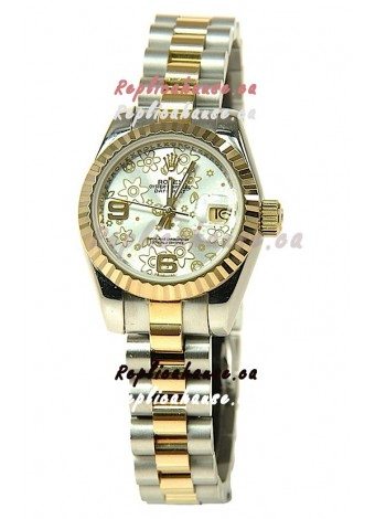 Rolex Datejust Floral Motif Ladies Swiss Replica Watch