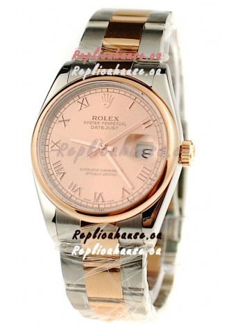Rolex Day Date Two Tone Swiss Watch in Pink Gold Dial