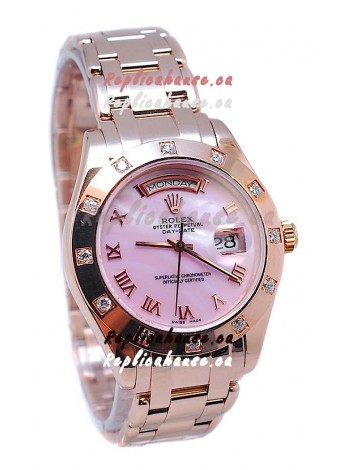 Rolex Day Date Pink Mother of Pearl Japanese Replica Watch