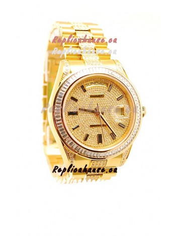 Rolex Day Date Japanese Watch in Yellow gold with Diamonds Dial