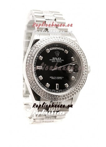 Rolex Day Date Silver Japanese Mens Watch