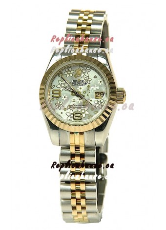 Rolex Datejust Floral Motif Ladies Swiss Replica Watch