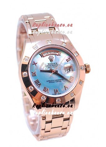Rolex Day Date Blue Mother of Pearl Japanese Replica Watch