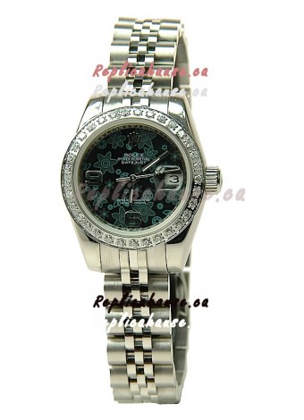 Rolex Datejust Floral Motif Ladies Swiss Replica Watch