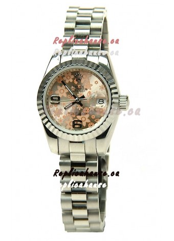 Rolex Datejust Floral Motif Ladies Swiss Replica Watch