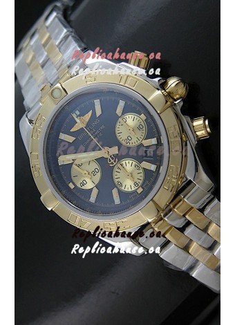 Breitling Chronomat B01 Two Tone Swiss Watch in Black Dial