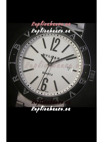Bvlgari Diagono Japanese Replica Quartz Watch in White Dial
