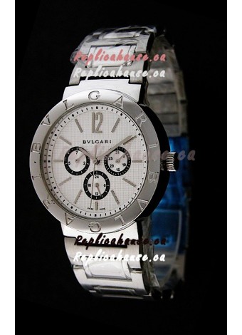 Bvlgari Diagono Japanese Replica Quartz Watch in White Dial