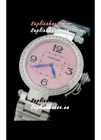 Cartier Pasha de Swiss Replica Automatic Watch in Pink Dial