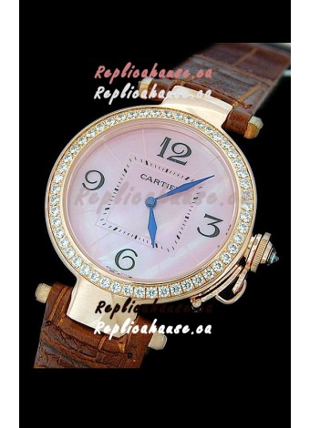 Cartier Pasha de Swiss Replica Automatic Watch in Pink Dial