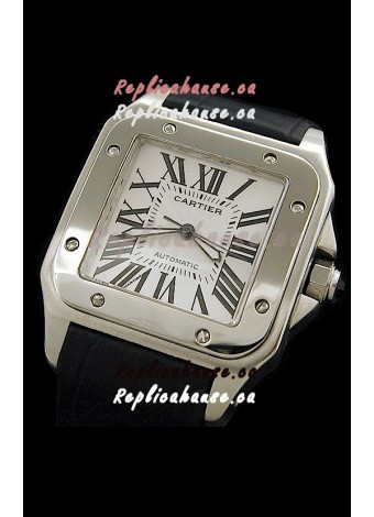 Cartier Santos 100 Swiss Replica Watch in White Dial