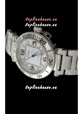 Cartier Pasha de Swiss Replica Watch in White Dial