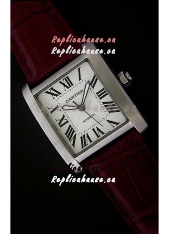 Cartier Tank 100 Japanese Replica Watch in Brown Strap