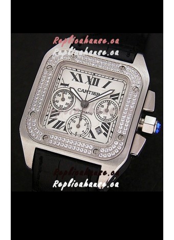 Cartier Santos Swiss Replica Watch in White Dial