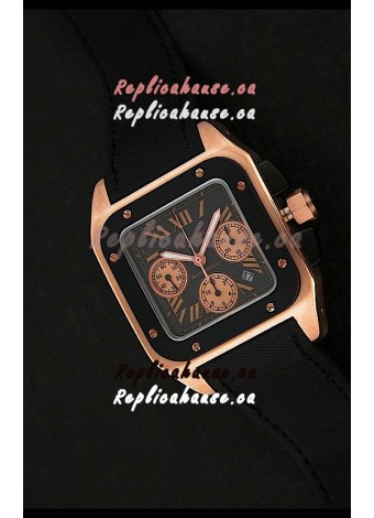 Cartier santos Swiss Replica Watch in Black Dial