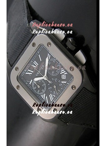 Cartier Santos Japanese Replica Watch in Black Dial