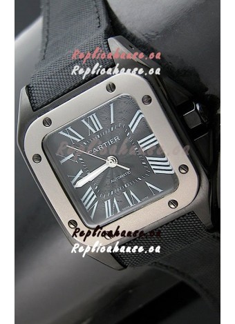 Cartier Santos 100 Japanese Replica Watch with Titanium Bezel