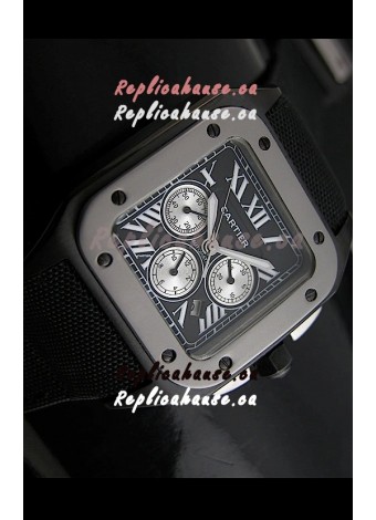 Cartier Santos 100 Japanese Replica Watch in Black Dial