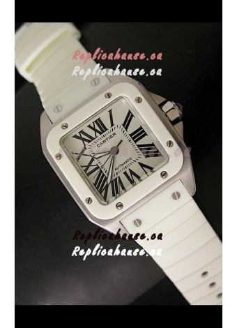 Cartier Santos Swiss Replica Watch in White Dial