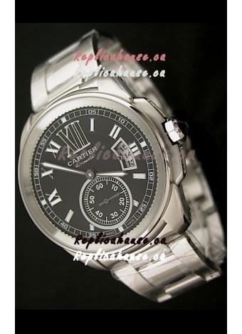 Calibre De Cartier Japanese Automatic Replica Watch in Black Dial