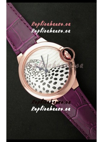 Ballon De Cartier Watch with Purple Leather Strap