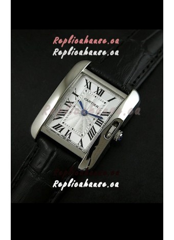 Cartier Louis Japanese Replica Ladies Watch in Black Strap