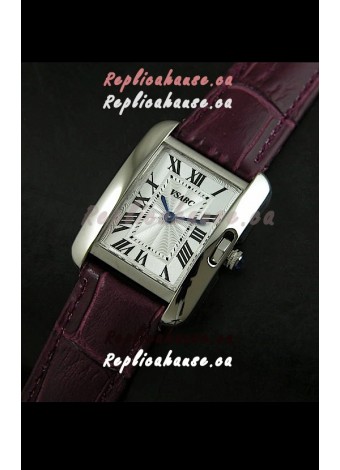 Cartier Louis Japanese Replica Ladies Watch in Red Wine Strap