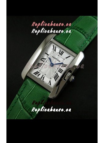 Cartier Louis Japanese Replica Ladies Watch in Green Strap