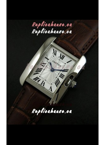 Cartier Louis Japanese Replica Ladies Watch in Brown Strap