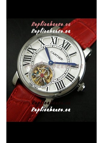 Cartier Ronde de Tourbillon Japanese Replica Watch in Red Strap
