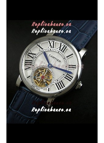 Cartier Ronde de Tourbillon Japanese Replica Watch in Blue Strap