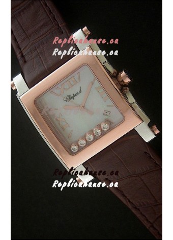 Chopard Happy Sport Swiss Replica Watch in Brown Strap
