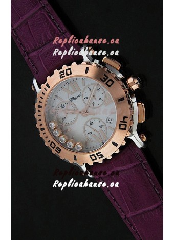 Chopard Happy Sport Swiss Replica Watch in Dark Red Strap