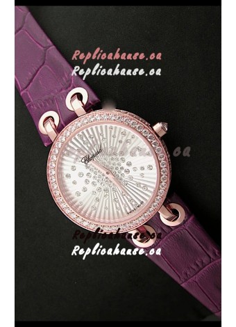Chopard Xtravaganza Ladies Ladies Japanese Replica Rose Gold Watch in White Dial