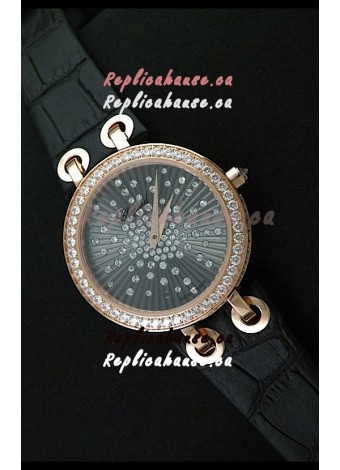 Chopard Xtravaganza Ladies Ladies Japanese Replica Rose Gold Watch in Grey Dial 